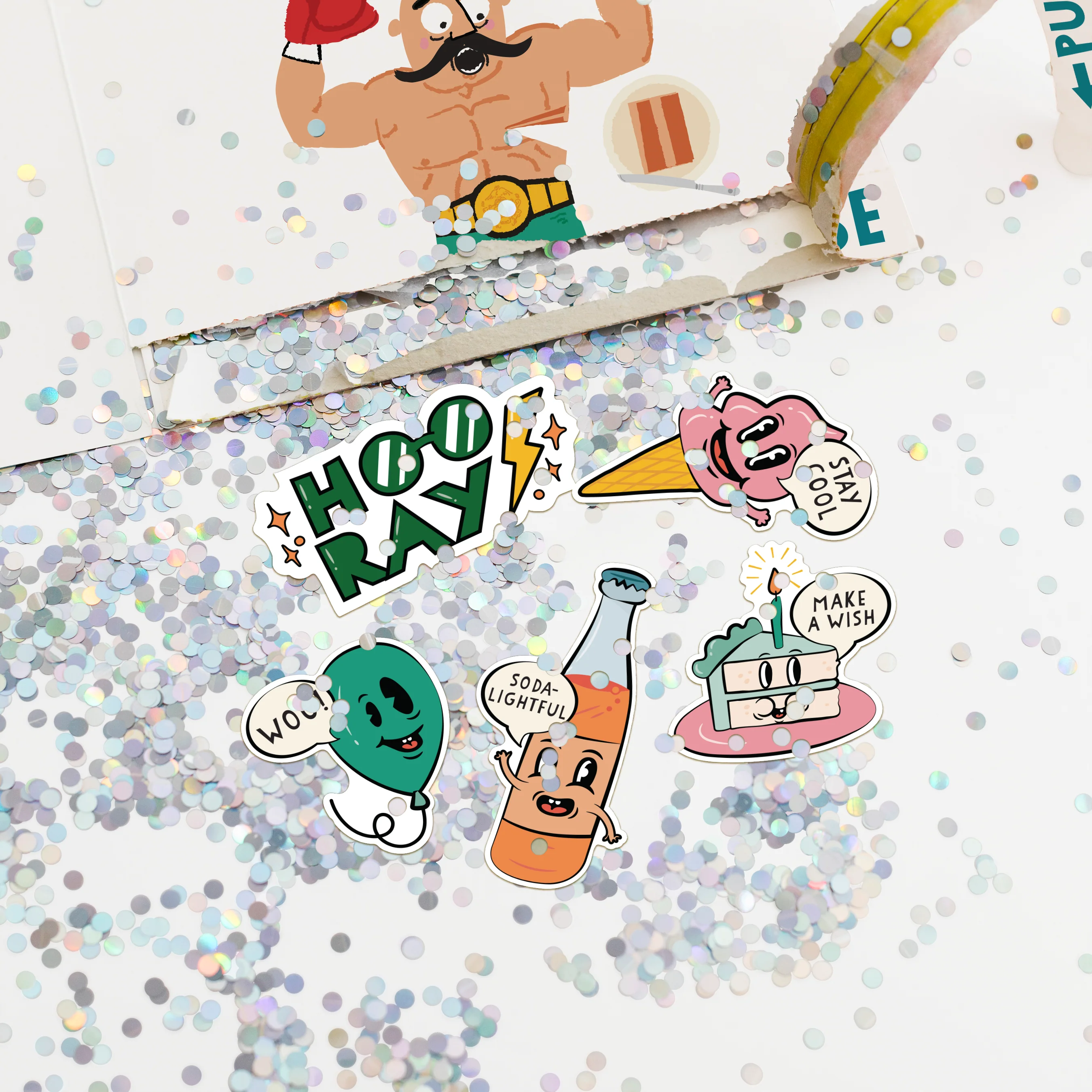 Birthday Boxer Glitter and Sticker Surprise Card - Image 4