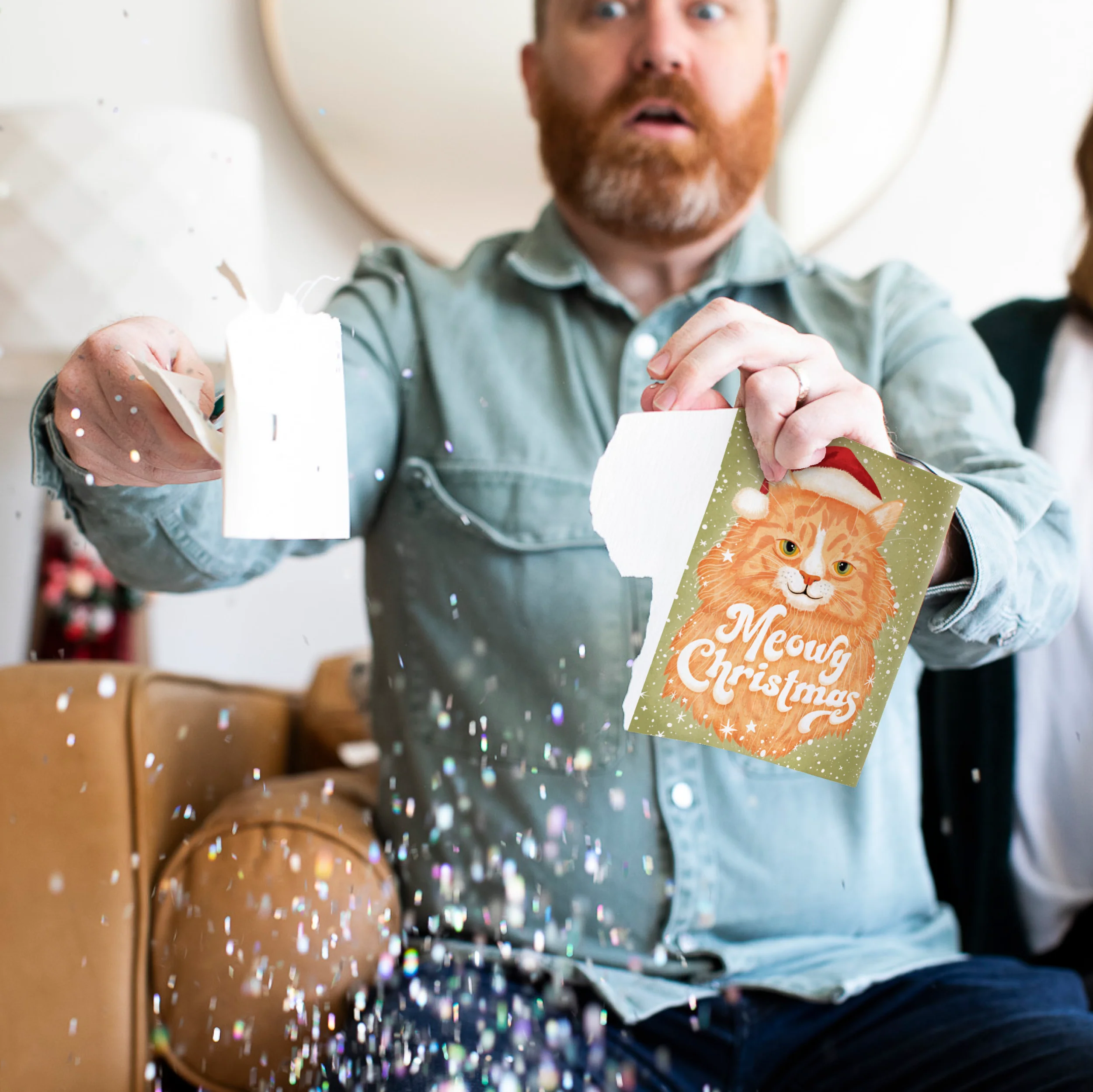Endless Meowy Christmas Card with Glitter - Image 4