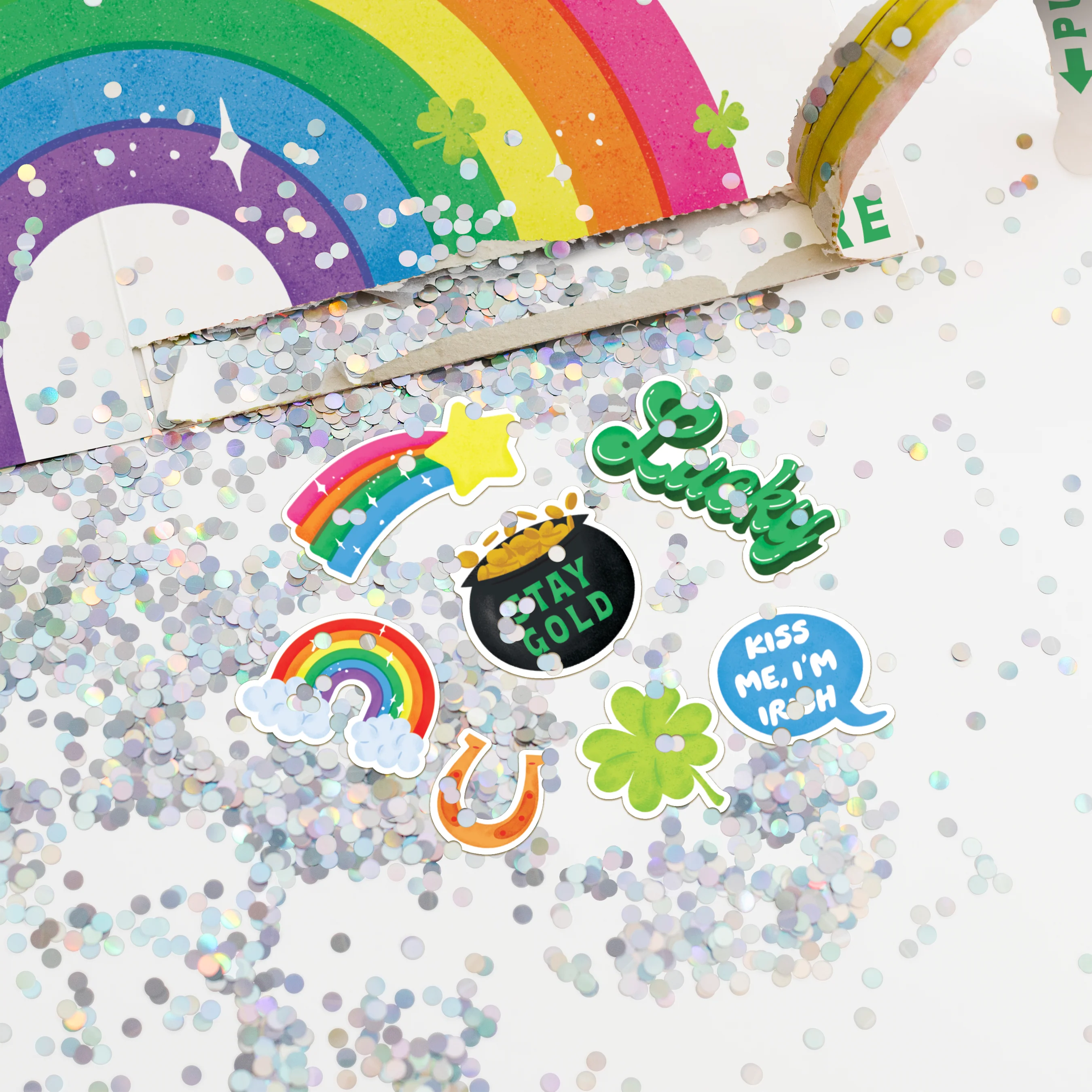 Endless Bagpipes St. Patricks Day Card with Glitter and Sticker Surprise - Image 5