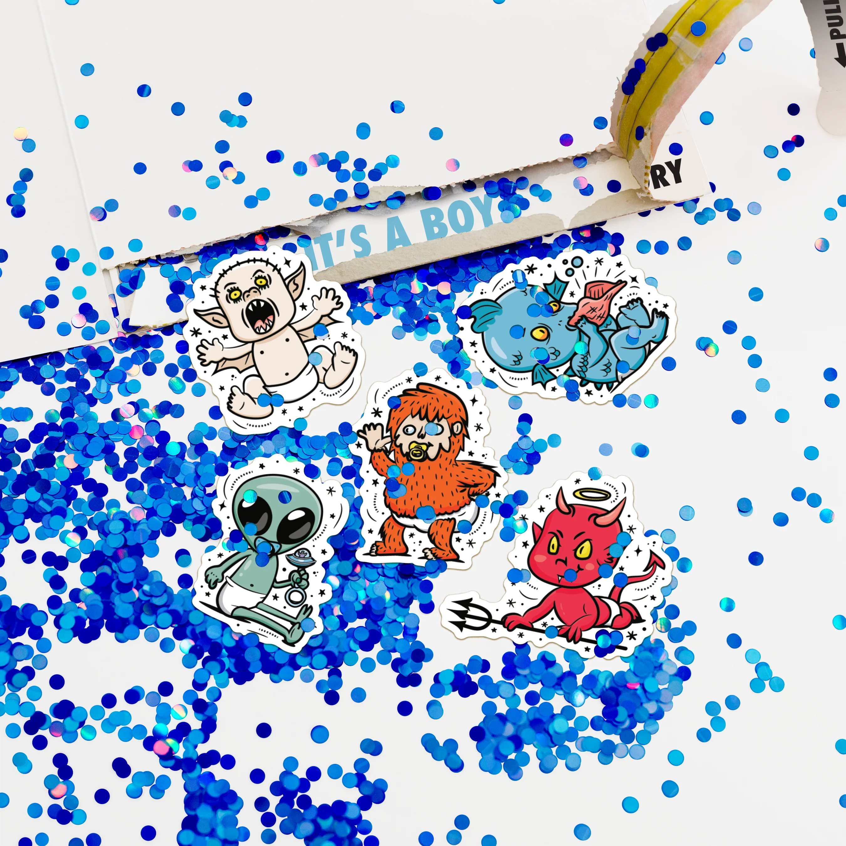 Gender Reveal Boy Glitter and Sticker Surprise - Image 3