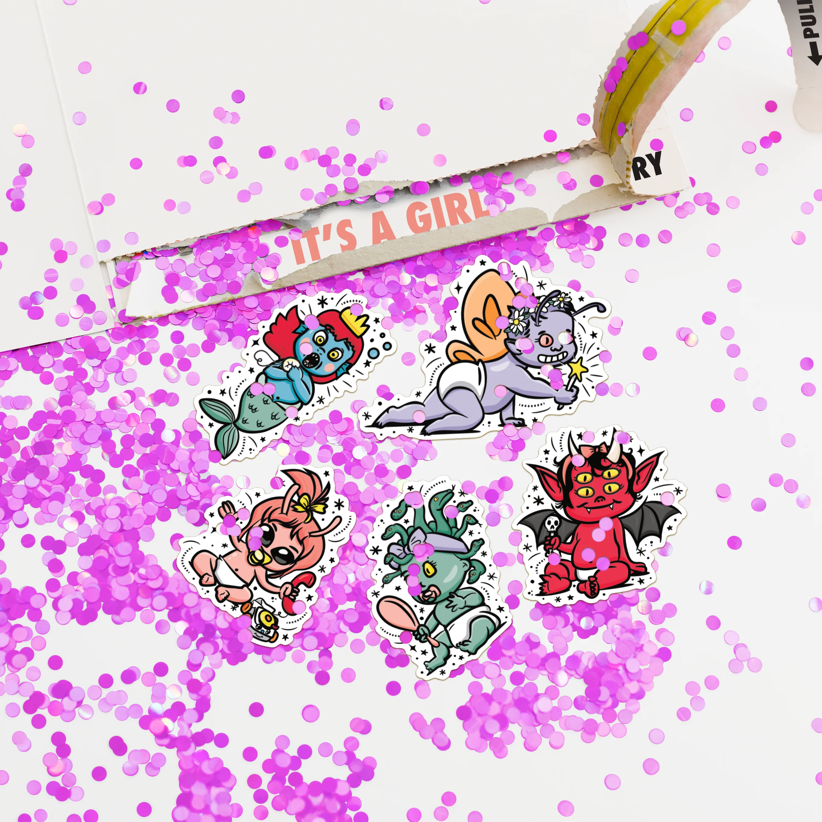 Gender Reveal Girl Glitter and Sticker Surprise - Image 3
